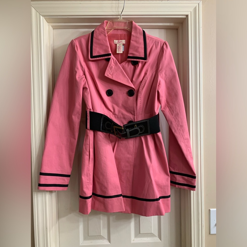 Candie’s Size Medium Pink Black Belted Spring Jacket